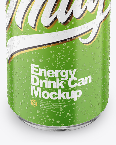 Metallic Drink Can With Matte Finish And Condensation Mockup