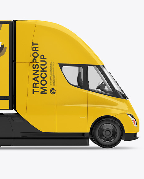 Electric Semi-Truck with Trailer Mockup