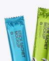 Two Metallic Stick Sachets Mockup