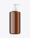 Amber Plastic Bottle with Pump Mockup Amber Plastic Bottle with Pump Mockup