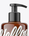 Amber Plastic Bottle with Pump Mockup Amber Plastic Bottle with Pump Mockup
