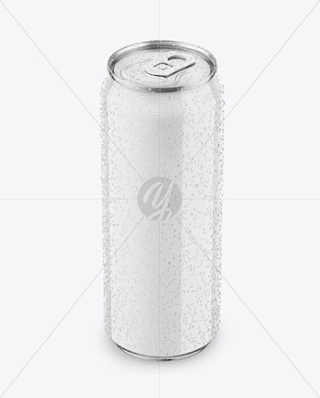 Metallic Drink Can With Glossy Finish And Condensation Mockup