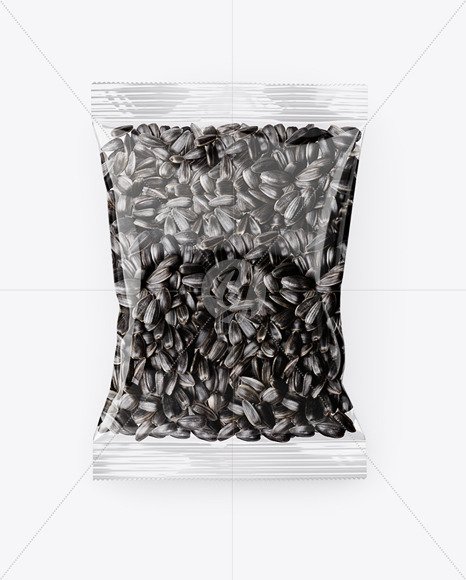 Clear Plastic Pack with Sunflower Seeds Mockup - Top View