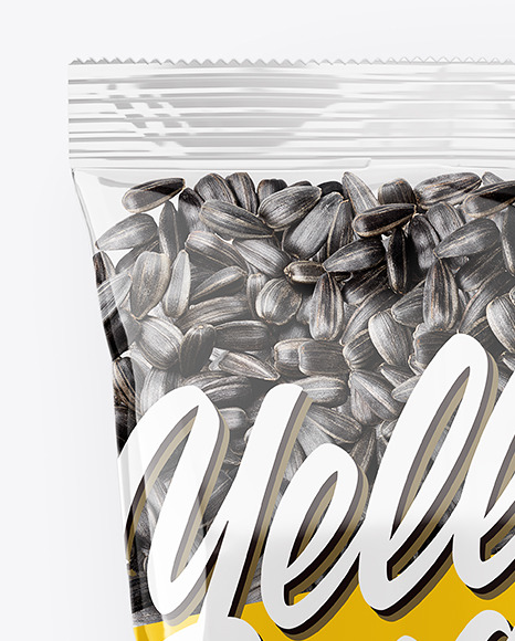 Clear Plastic Pack with Sunflower Seeds Mockup - Top View