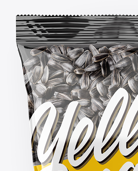 Clear Plastic Pack with Sunflower Seeds Mockup - Top View