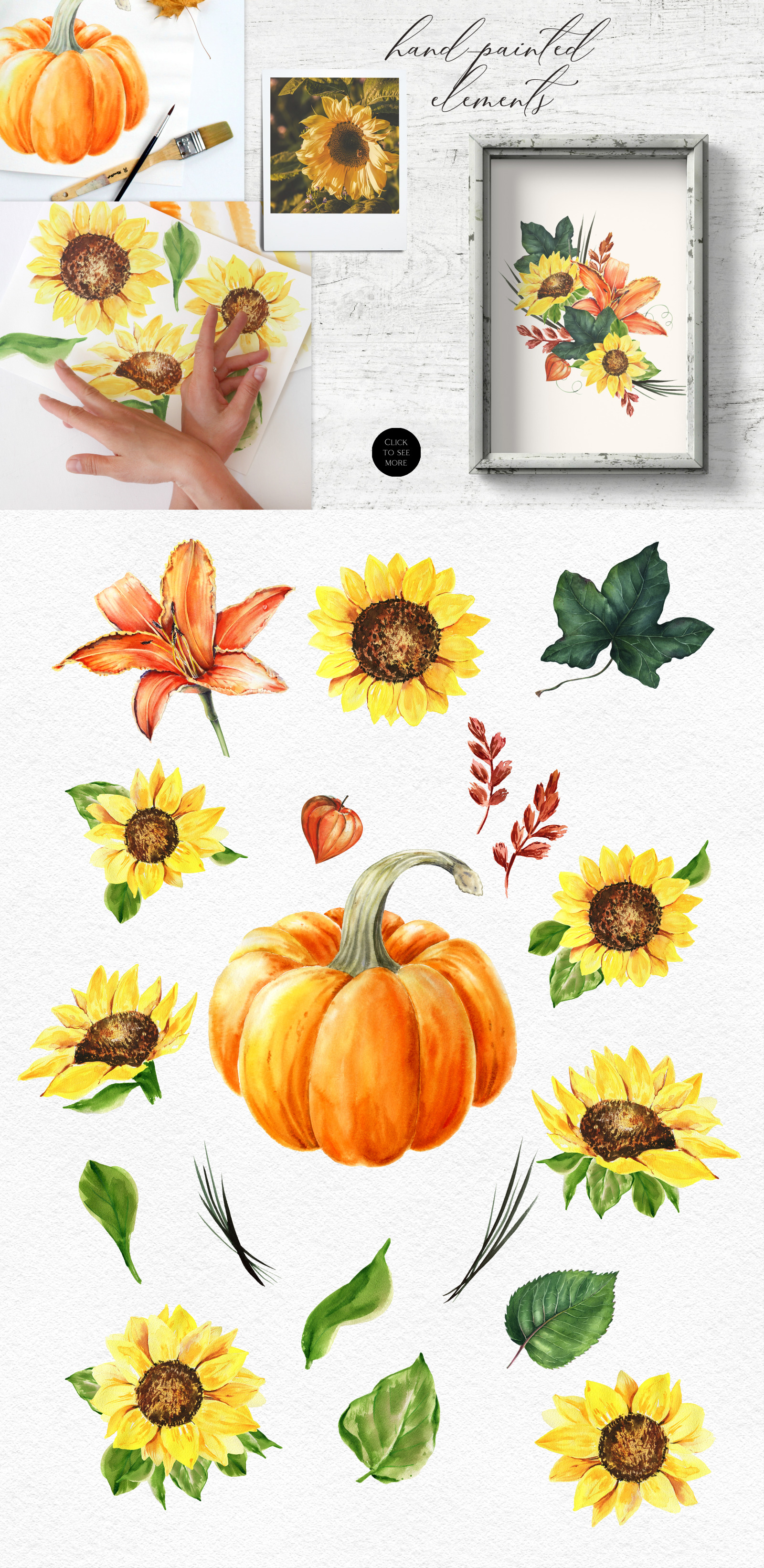 Bohemian Sunflower Watercolor Set