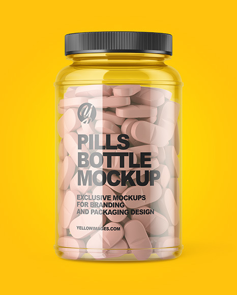 Clear Pills Bottle Mockup