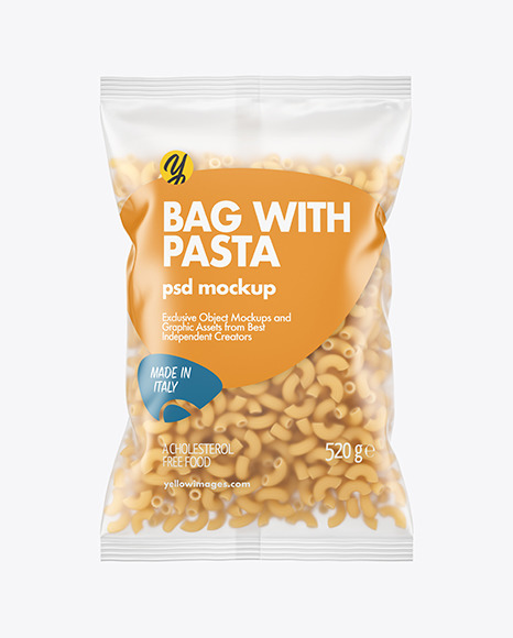 Matte Plastic Bag With Chifferini Rigati Pasta Mockup - Frosted+Plastic+Bag+With+Farfalle+Pasta+Mockup