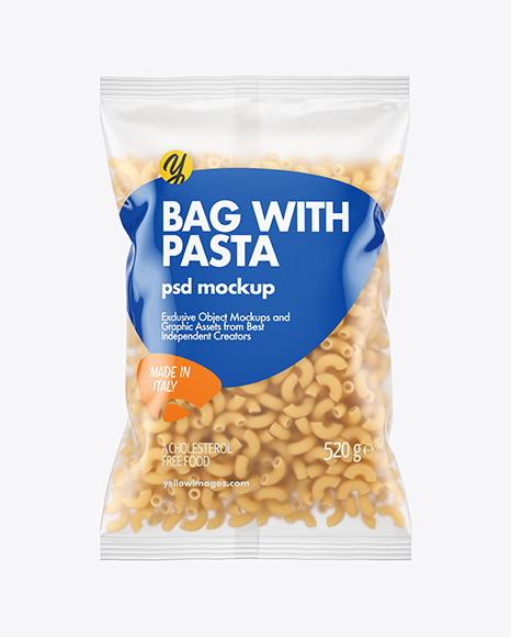 Matte Plastic Bag With Chifferini Rigati Pasta Mockup