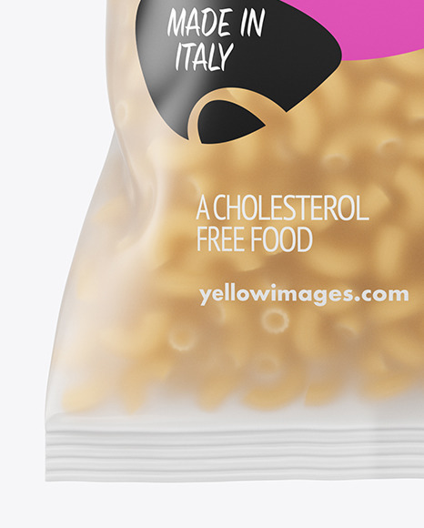 Frosted Plastic Bag With Chifferini Rigati Pasta Mockup