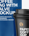 Glossy Coffee Bag with Cup Mockup