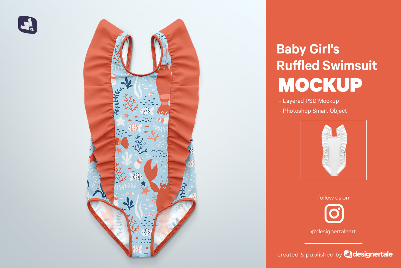 Baby Girl's Ruffled Swimsuit Mockup Baby Girl's Ruffled Swimsuit Mockup