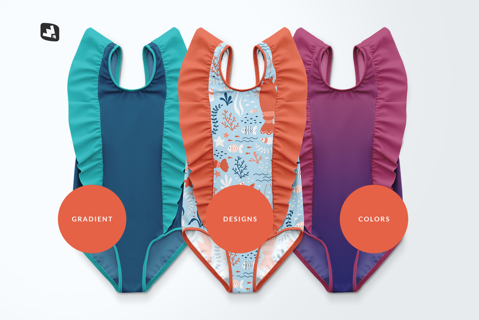 Baby Girl's Ruffled Swimsuit Mockup Baby Girl's Ruffled Swimsuit Mockup