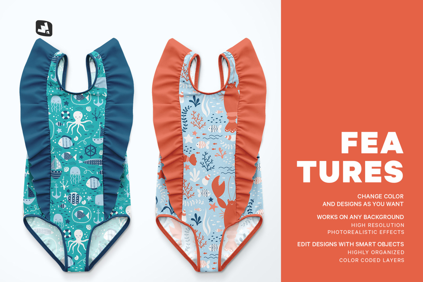 Baby Girl's Ruffled Swimsuit Mockup Baby Girl's Ruffled Swimsuit Mockup