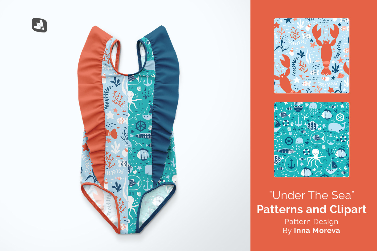 Baby Girl's Ruffled Swimsuit Mockup Baby Girl's Ruffled Swimsuit Mockup