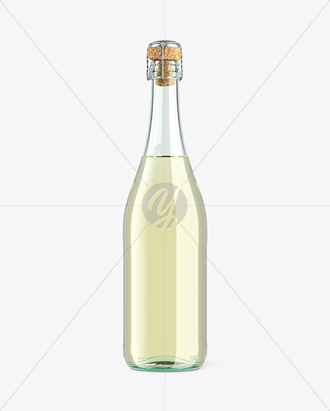 Clear Glass Lambrusco Bottle With White Wine Mockup