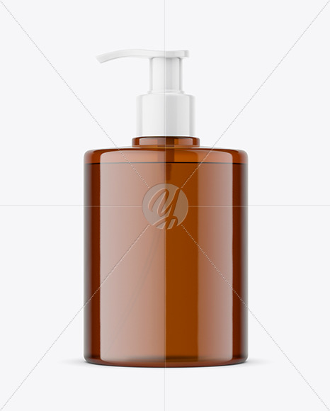 Amber Soap Bottle with Pump Mockup