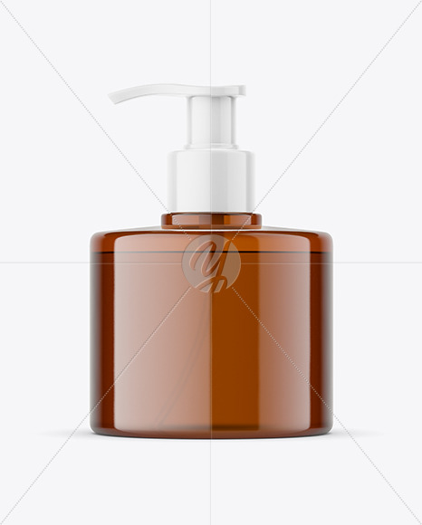 Amber Soap Bottle with Pump Mockup