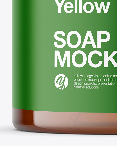 Amber Soap Bottle with Pump Mockup