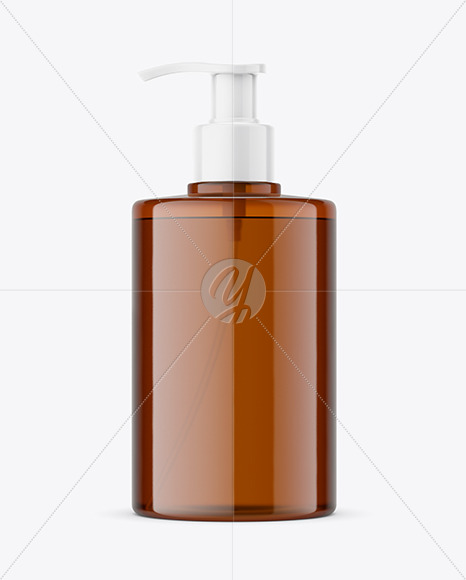 Amber Soap Bottle with Pump Mockup