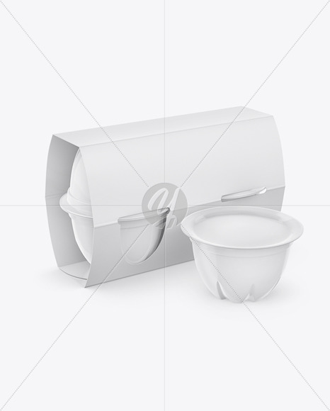 4 Plastic Cups Matte Paper Pack Mockup - Half Side View