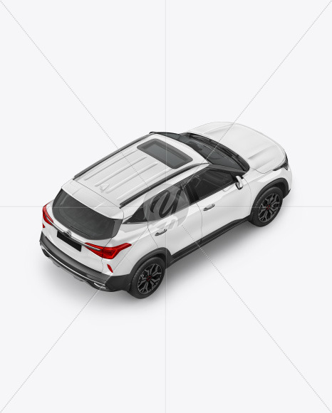 Crossover SUV Mockup - Back Half Side View (high angle shot)