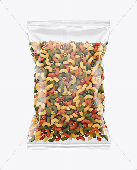 Plastic Bag With Tricolor Chifferini Rigati Pasta Mockup