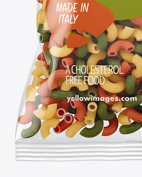 Plastic Bag With Tricolor Chifferini Rigati Pasta Mockup