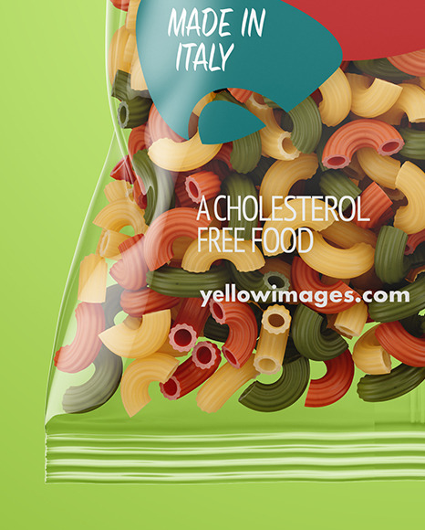 Plastic Bag With Tricolor Chifferini Rigati Pasta Mockup