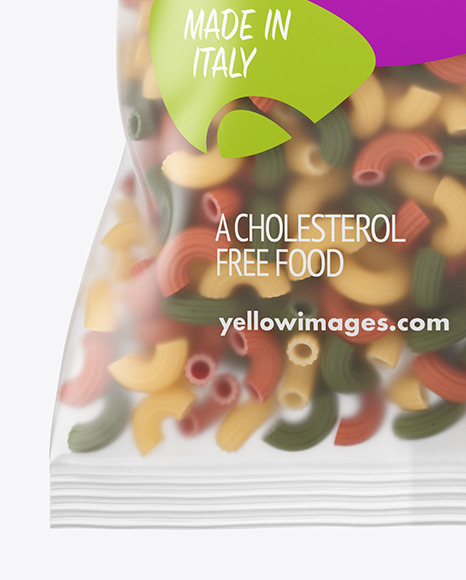 Matte Plastic Bag With Tricolor Chifferini Rigati Pasta Mockup