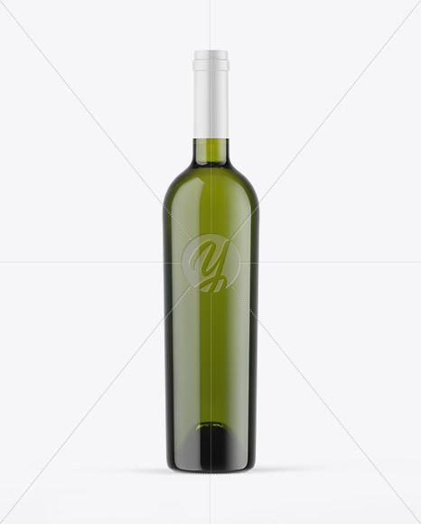 Green Glass White Wine Bottle Mockup