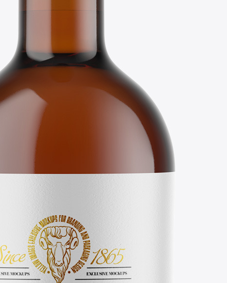 Amber Glass White Wine Bottle Mockup