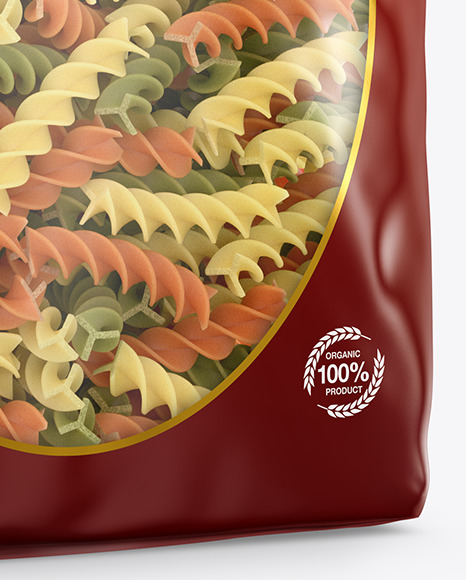 Plastic Bag With Tricolor Fusilli Pasta Mockup