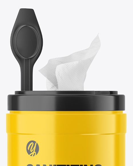 Glossy Opened Sanitizing Wipes Canister Mockup