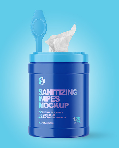 Glossy Opened Sanitizing Wipes Canister Mockup