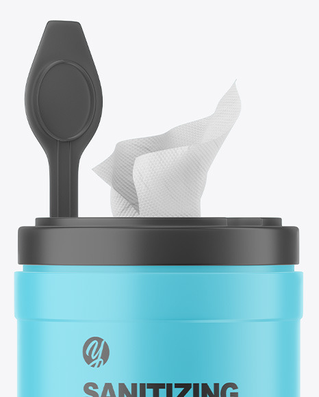 Matte Opened Sanitizing Wipes Canister Mockup