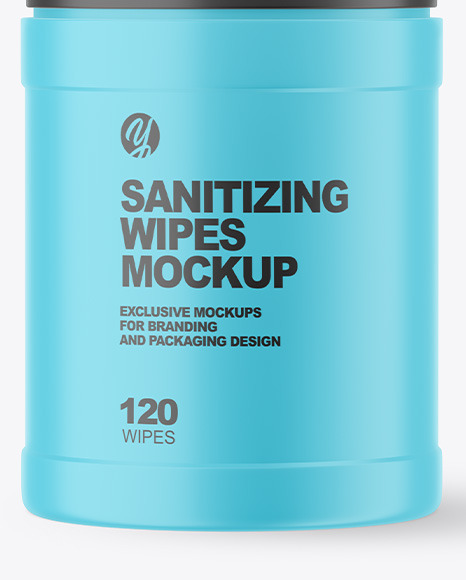 Matte Opened Sanitizing Wipes Canister Mockup