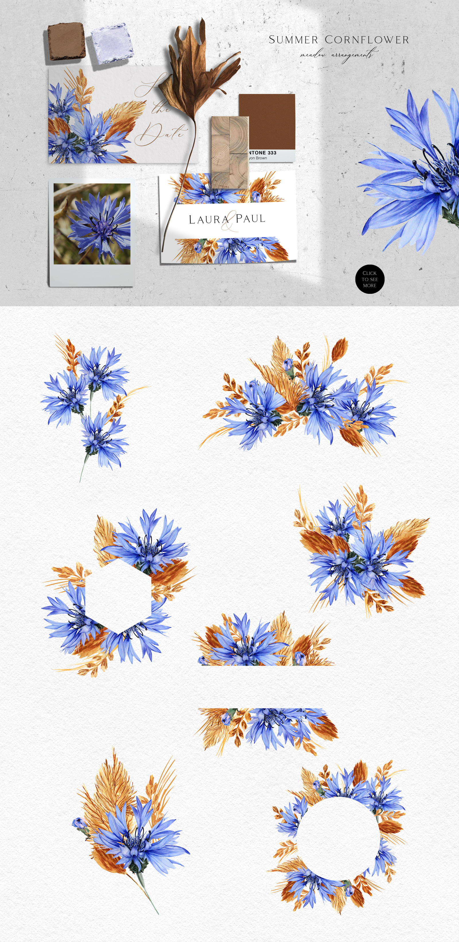 Summer Cornflower Blue Watercolor Summer Cornflower Blue Watercolor