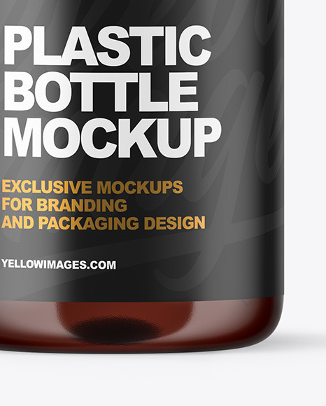 Amber Plastic Bottle with Pump Mockup