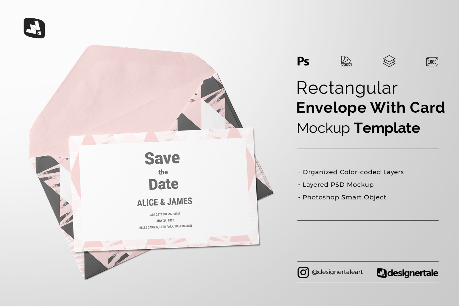 Rectangular Envelope & Card Mockup Rectangular Envelope & Card Mockup