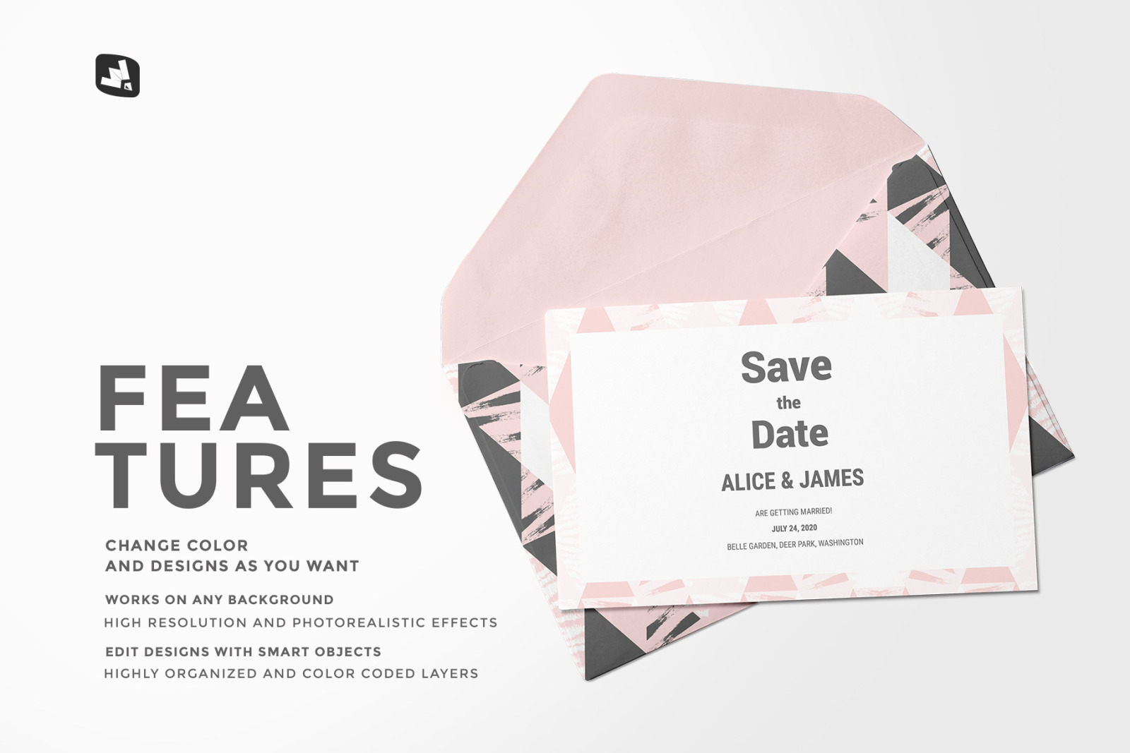 Rectangular Envelope & Card Mockup Rectangular Envelope & Card Mockup