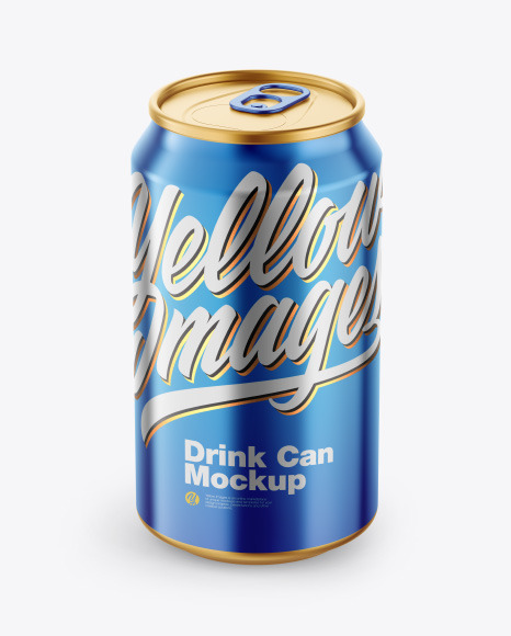 Glossy Metallic Drink Can Mockup