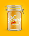 Glass Honey Jar With Clamp Lid Mockup