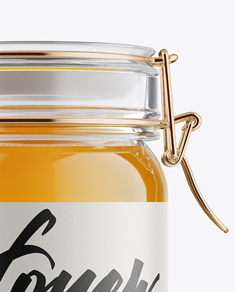 Glass Honey Jar With Clamp Lid Mockup