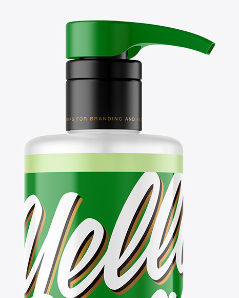 Frosted Liquid Soap Bottle with Pump Mockup