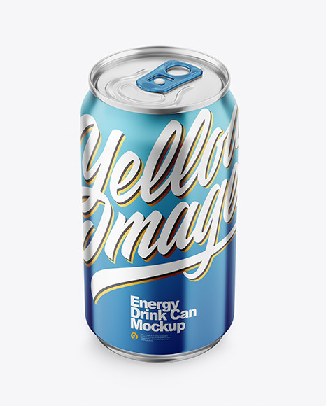 Metallic Drink Can With Condensation Mockup