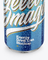 Metallic Drink Can With Condensation Mockup