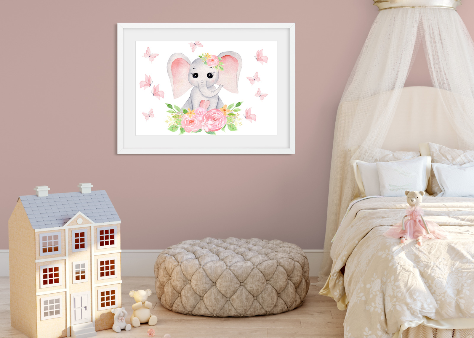 Watercolor Baby Girl Elephants Collection Watercolor Baby Girl Elephants Collection