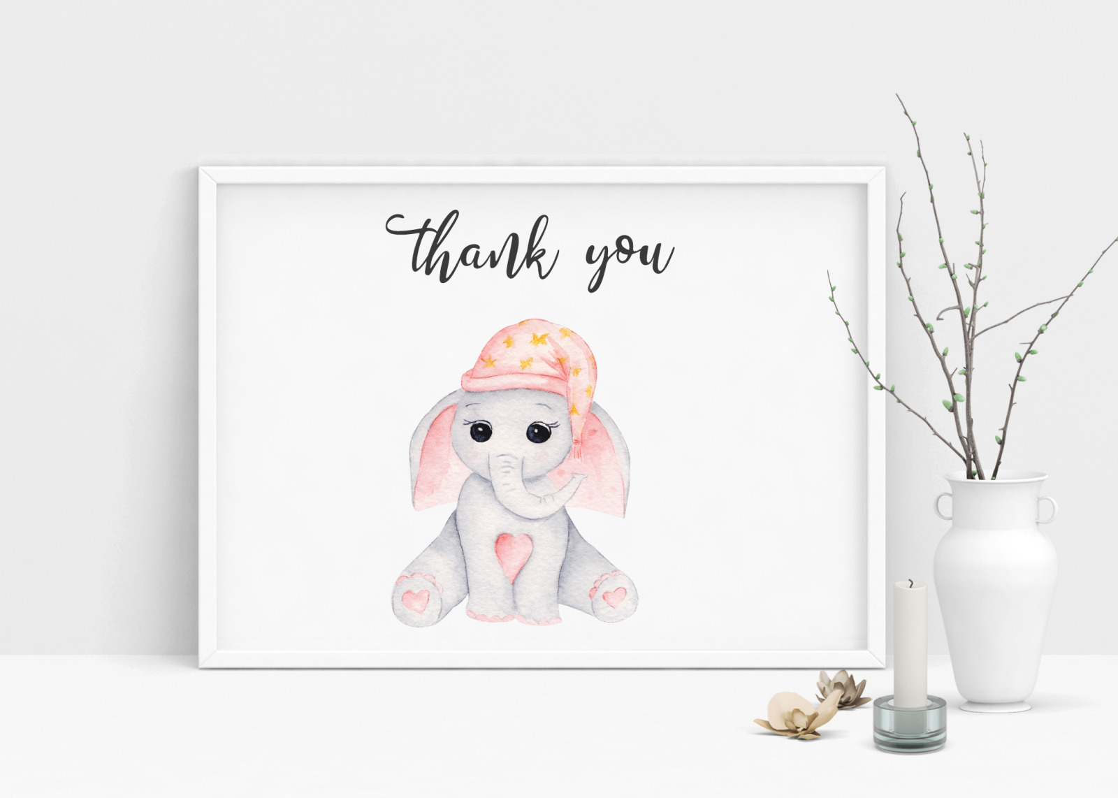 Watercolor Baby Girl Elephants Collection Watercolor Baby Girl Elephants Collection