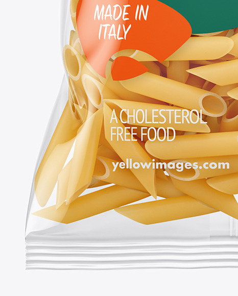 Plastic Bag With Penne Pasta Mockup